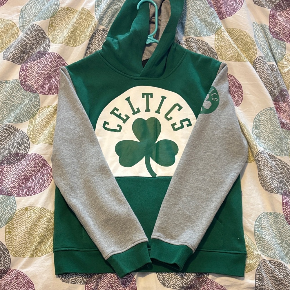 NBA Celtics Green and Gray Pullover Hoodie for Kids